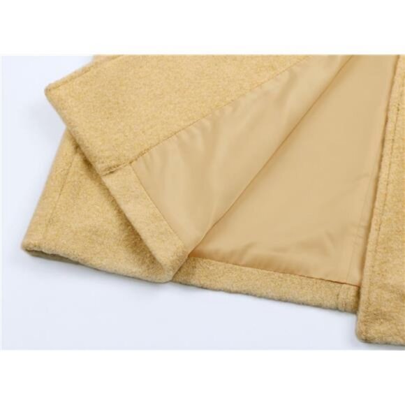 Women Oversized Long Winter Coats Warm Light Yellow - Picture 4 of 5